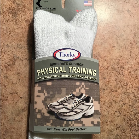 1pr Thorlos Training Crew Socks White Unisex Small - Picture 2 of 6